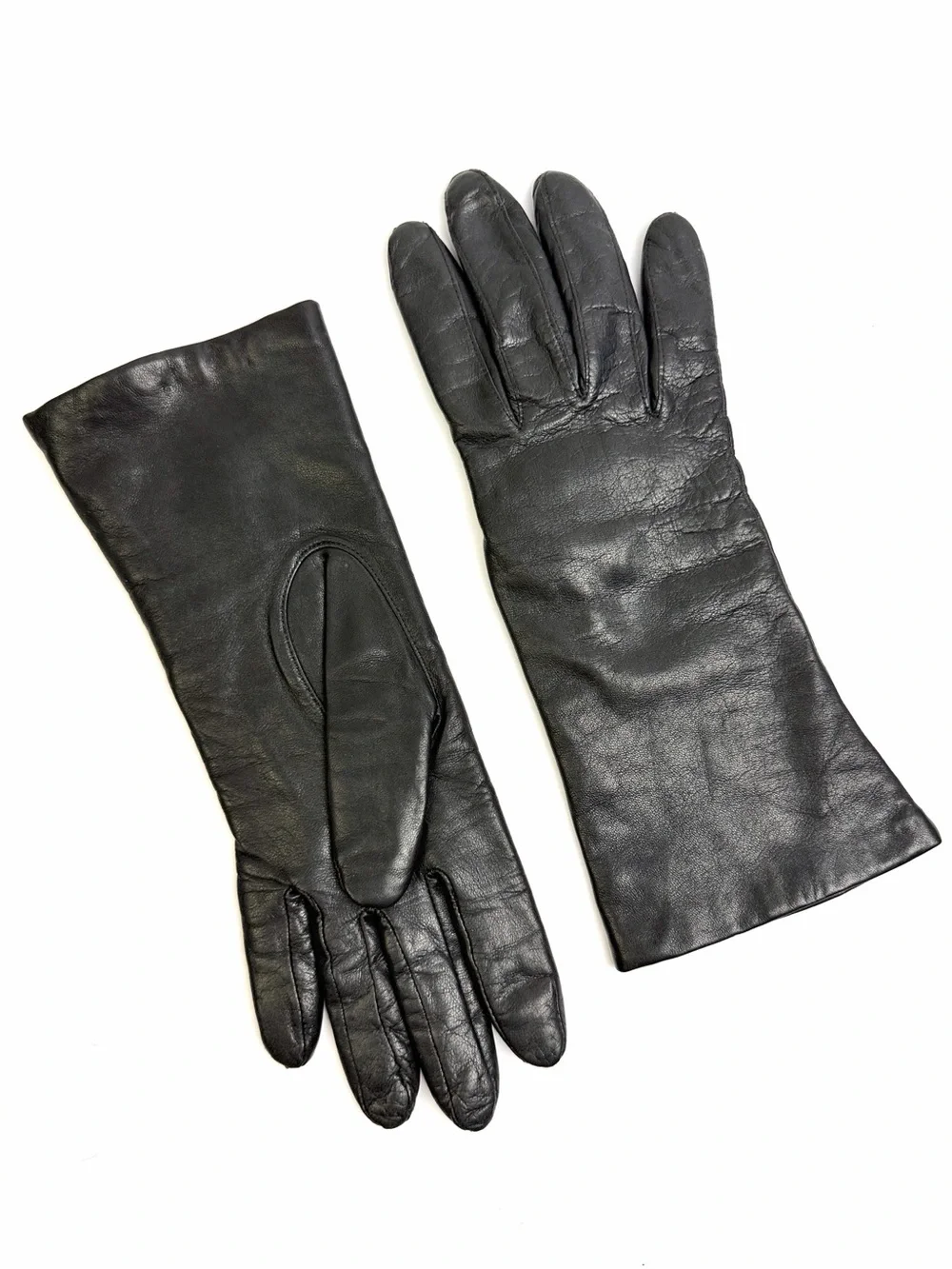 ARIS Black Leather Gloves Cashmere Lining size M Vintage